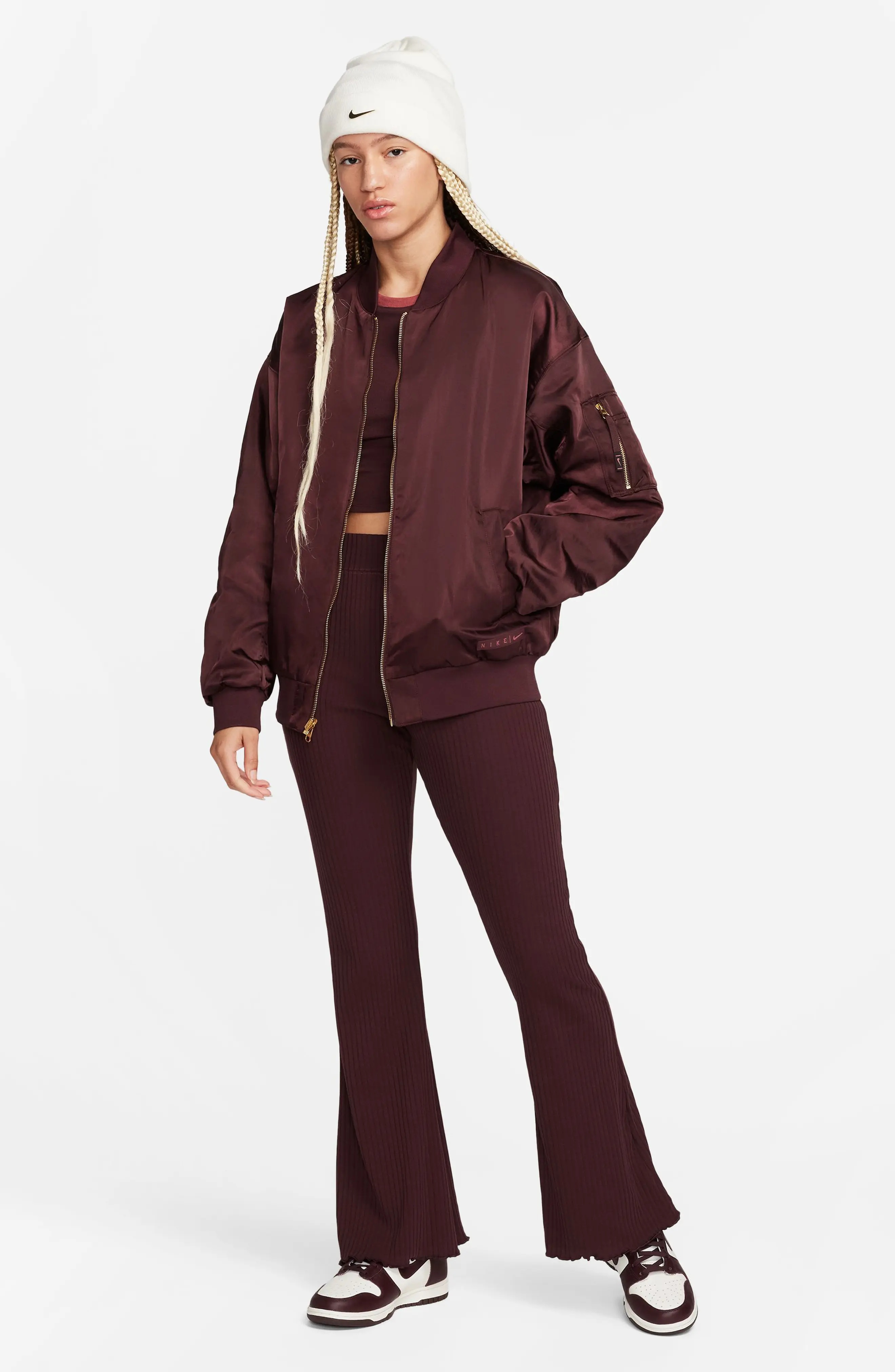 Sportswear Reversible Bomber Jacket in Burgundy Crush/Cedar - 9