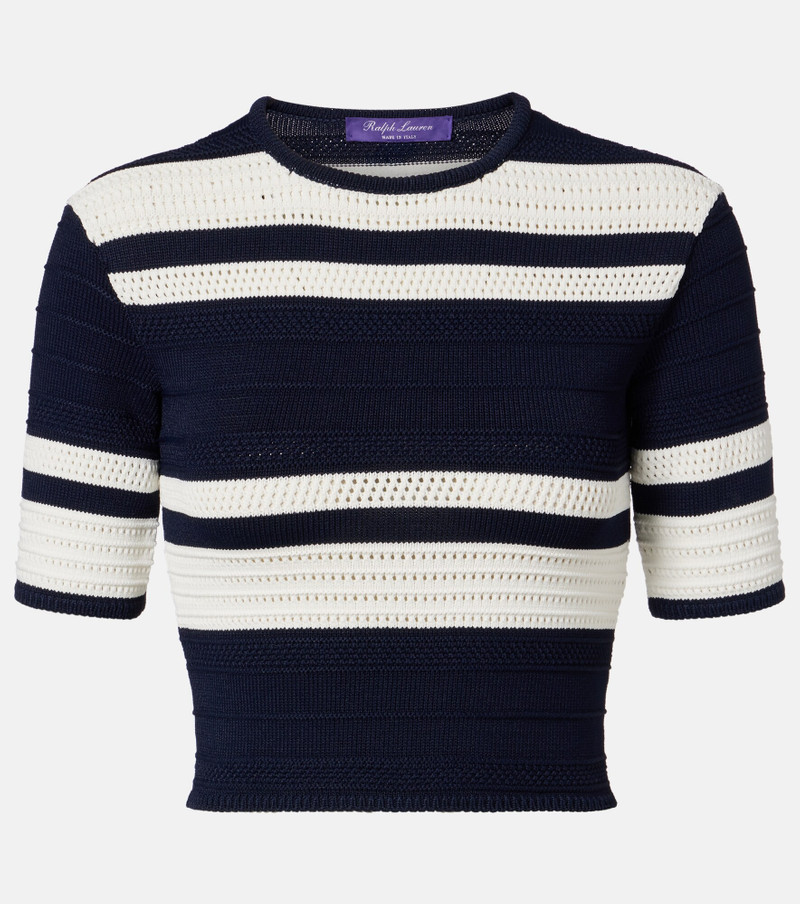 Knitted striped crop top 1
