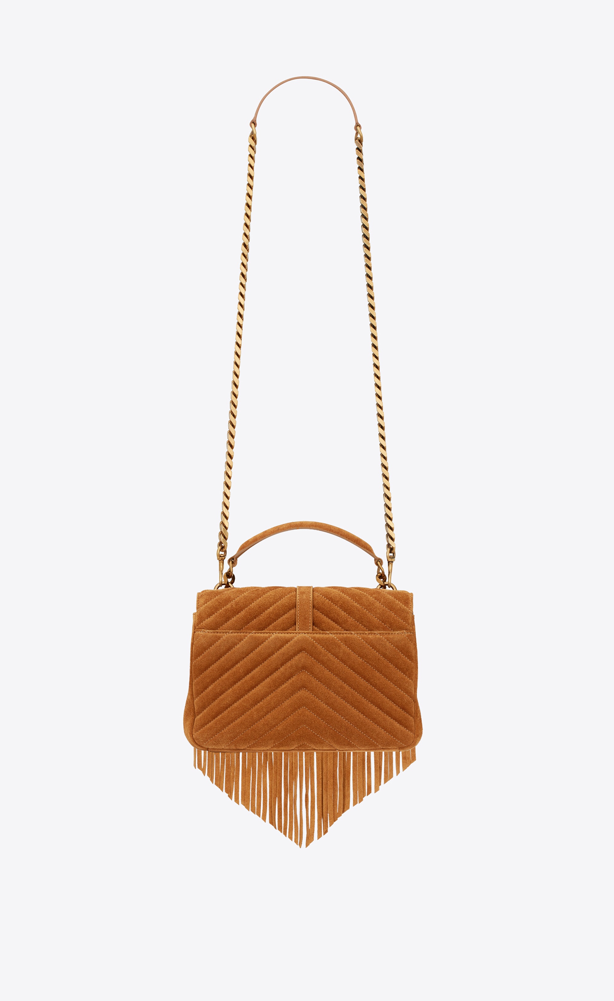 college medium chain bag in light suede with fringes - 2