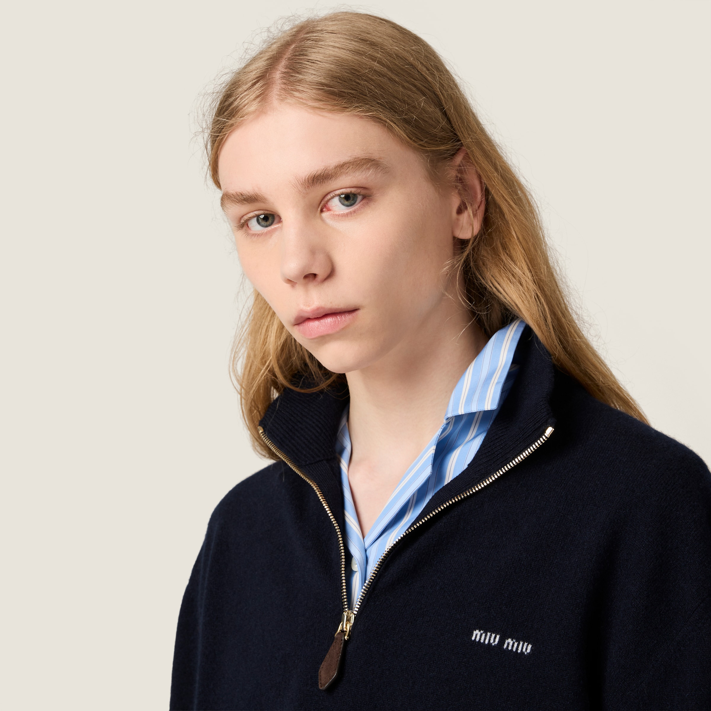 Cashmere and leather zipper sweater - 4