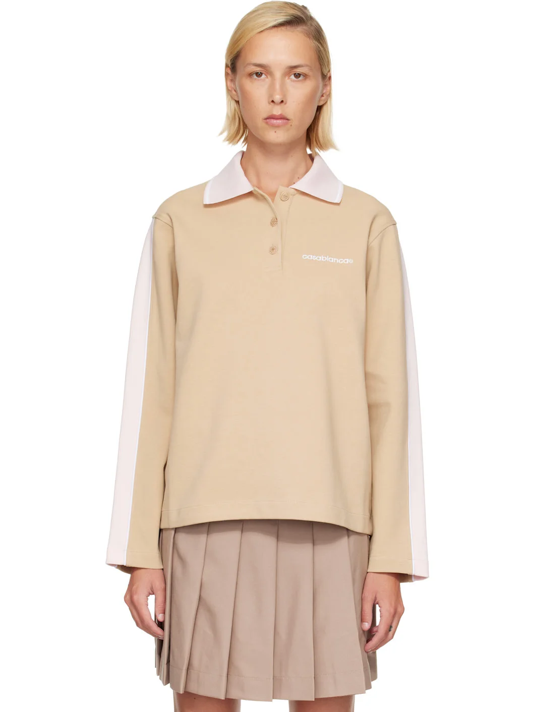 Tan Punto Polo Collared Sweatshirt - 1