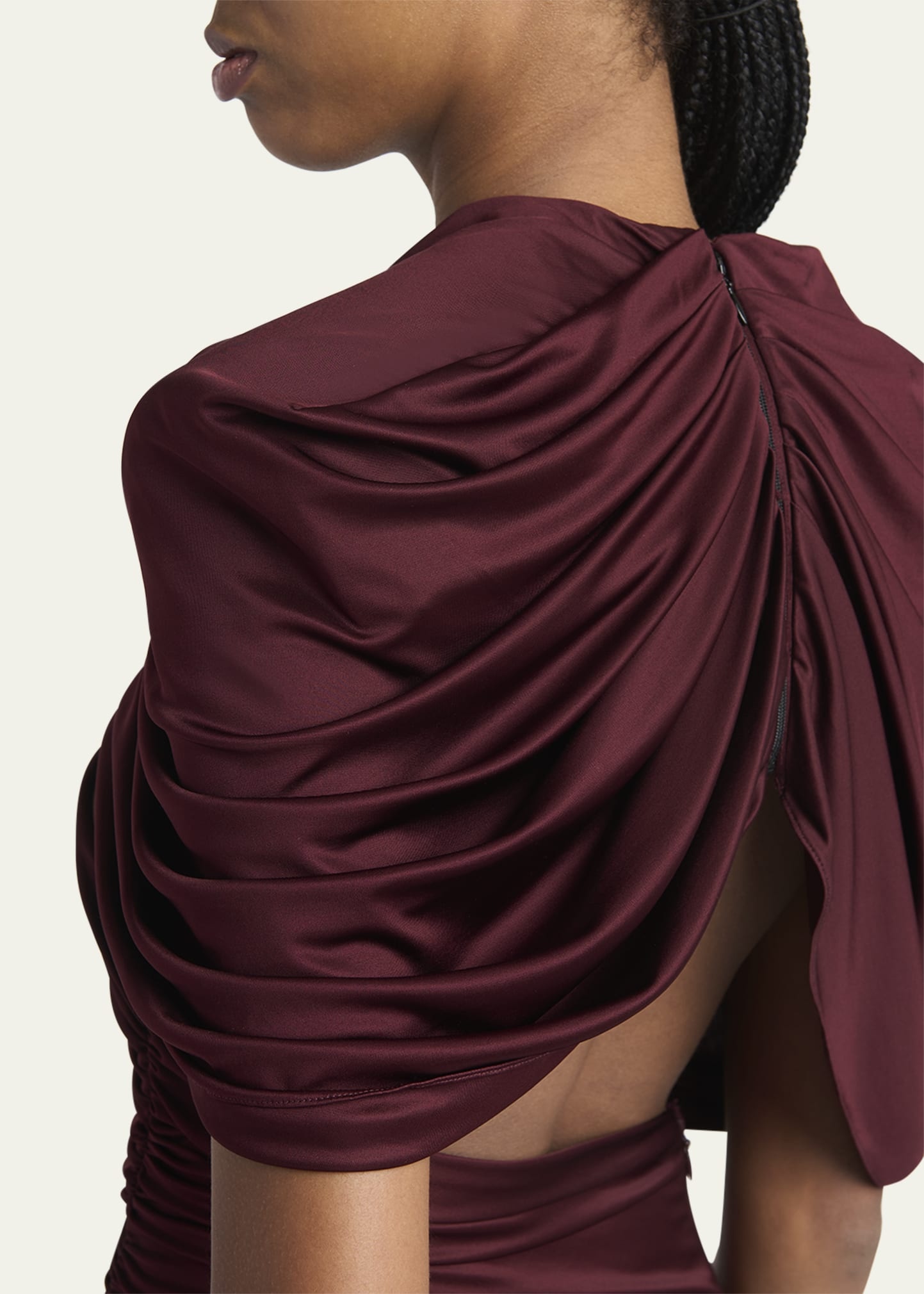 Long Draped Cape Cutout Gown - 5