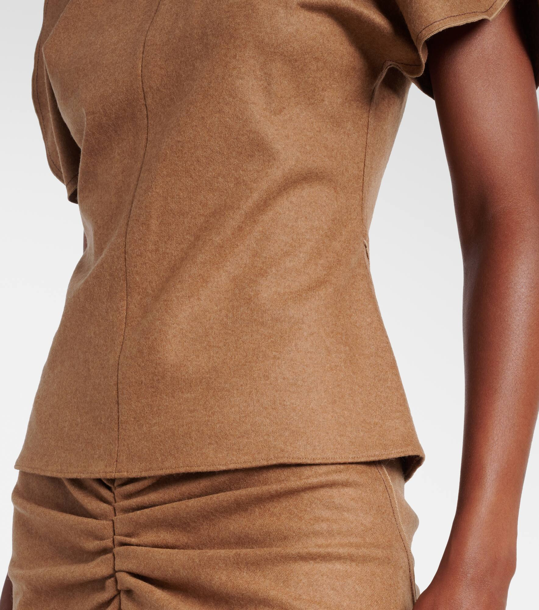 Draped wool and cashmere top - 5