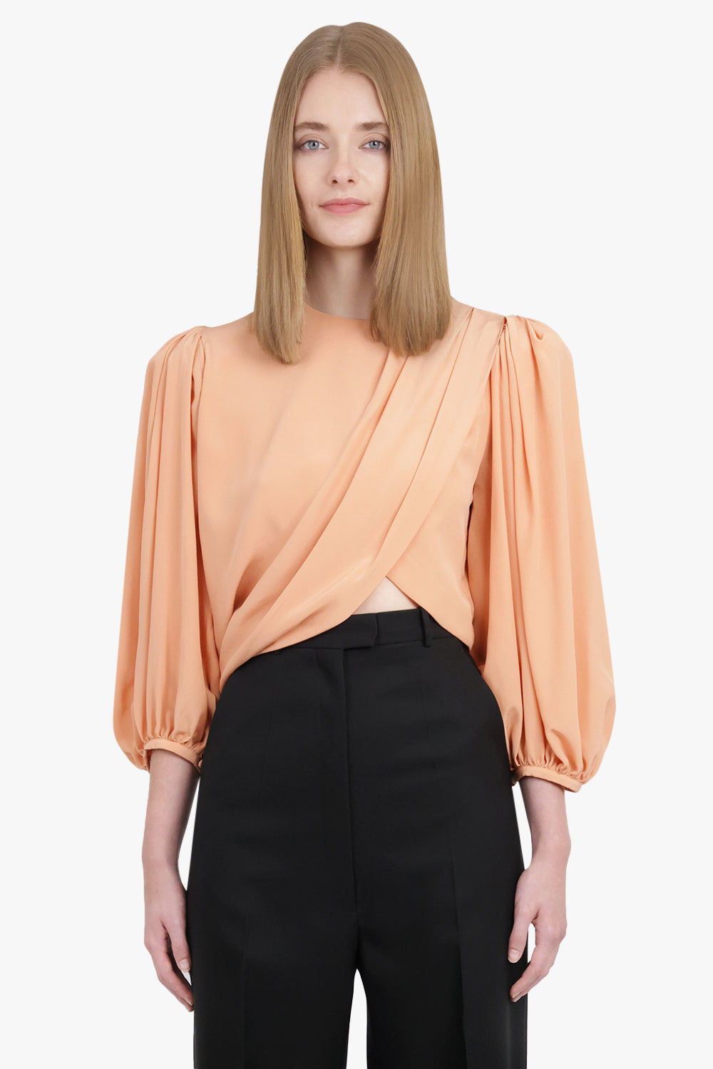 DRAPE FRONT BLOUSE | BLUSHY PINK - 3