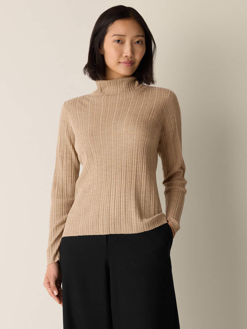 EILEEN FISHER Superfine Merino Turtleneck Top in Regenerative Wool outlook