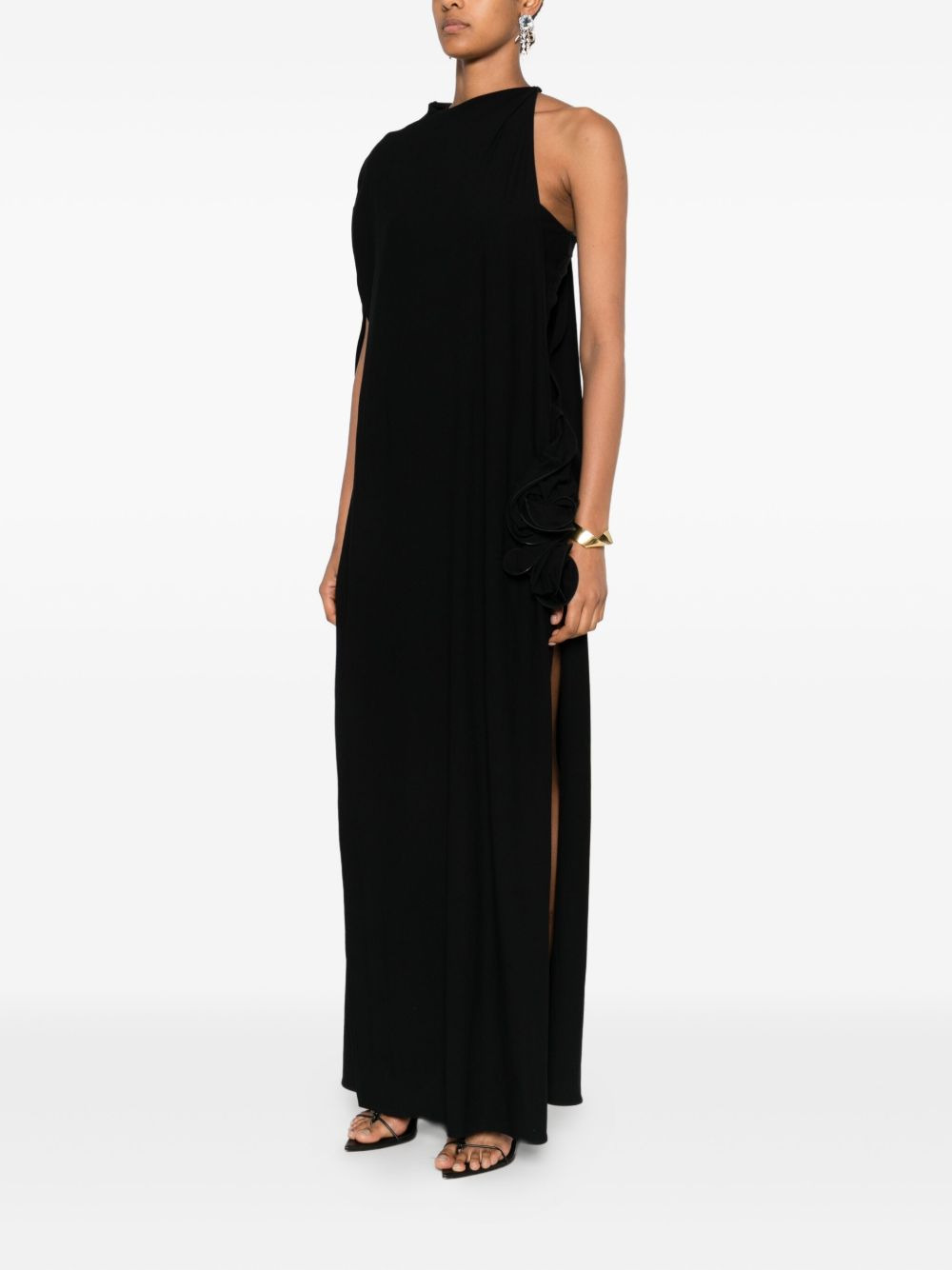 one-shoulder ruffle detail dress - 3