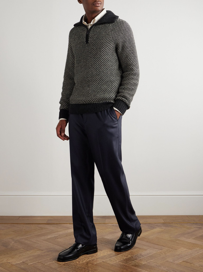 Brioni Asolo Straight-Leg Wool and Cashmere-Blend Twill Trousers Navy outlook