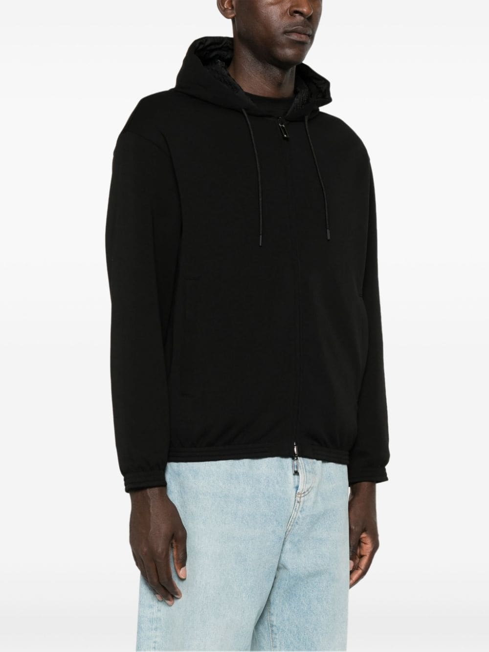 zipped drawstring hoodie - 3