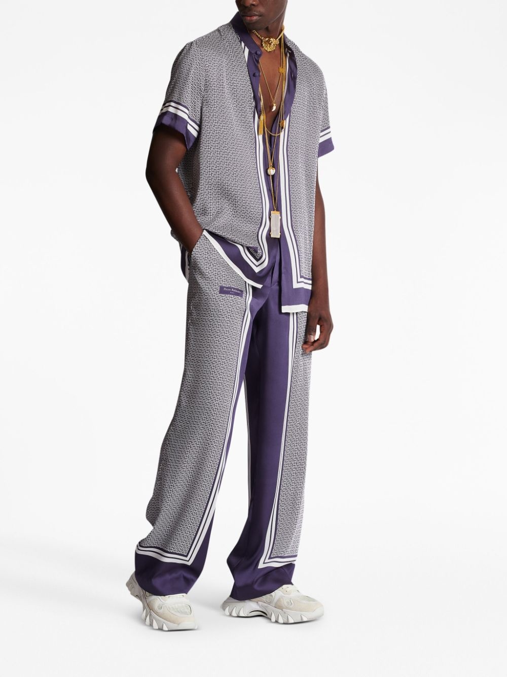 vertical-print straight-leg trousers - 2