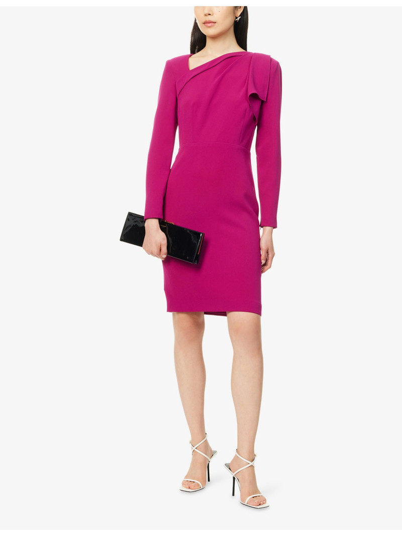 ROLAND MOURET Drape Long-Sleeves Woven Midi Dress outlook