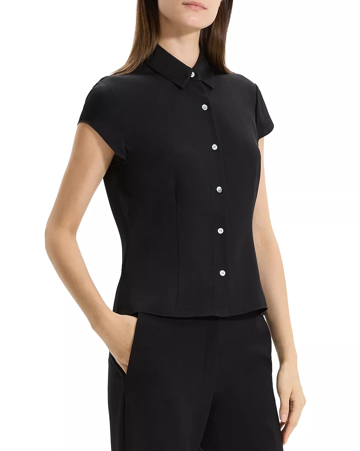 Silk Cap Sleeve Shirt - 3