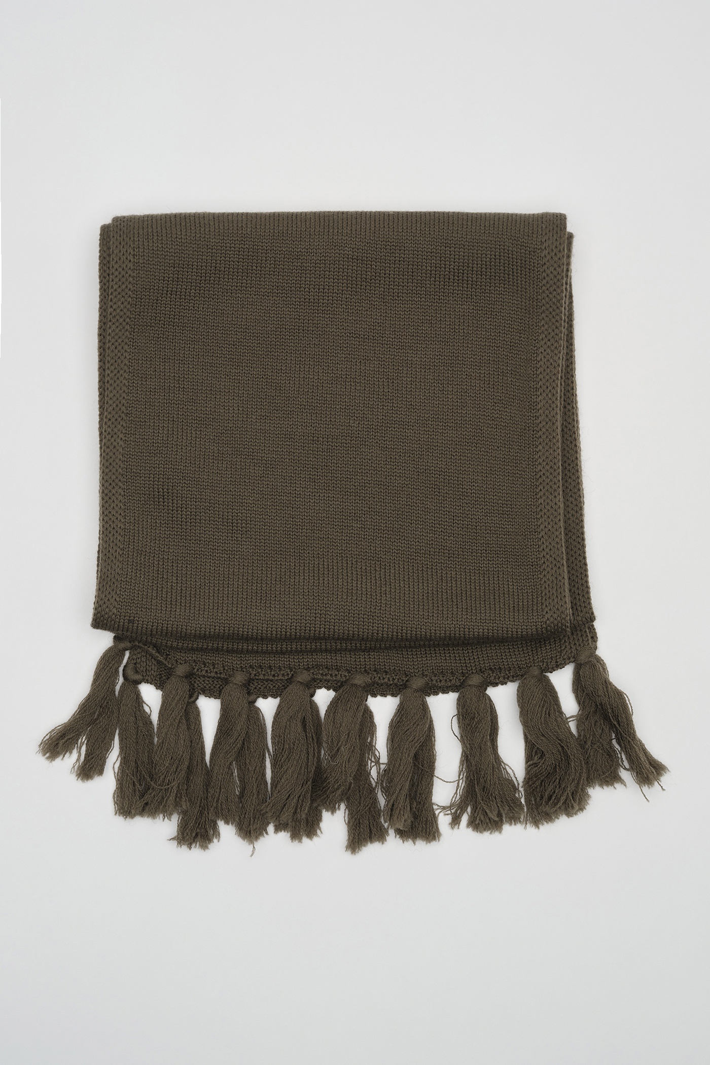 Knitted Scarf Swamp Green Rustic Merino - 1