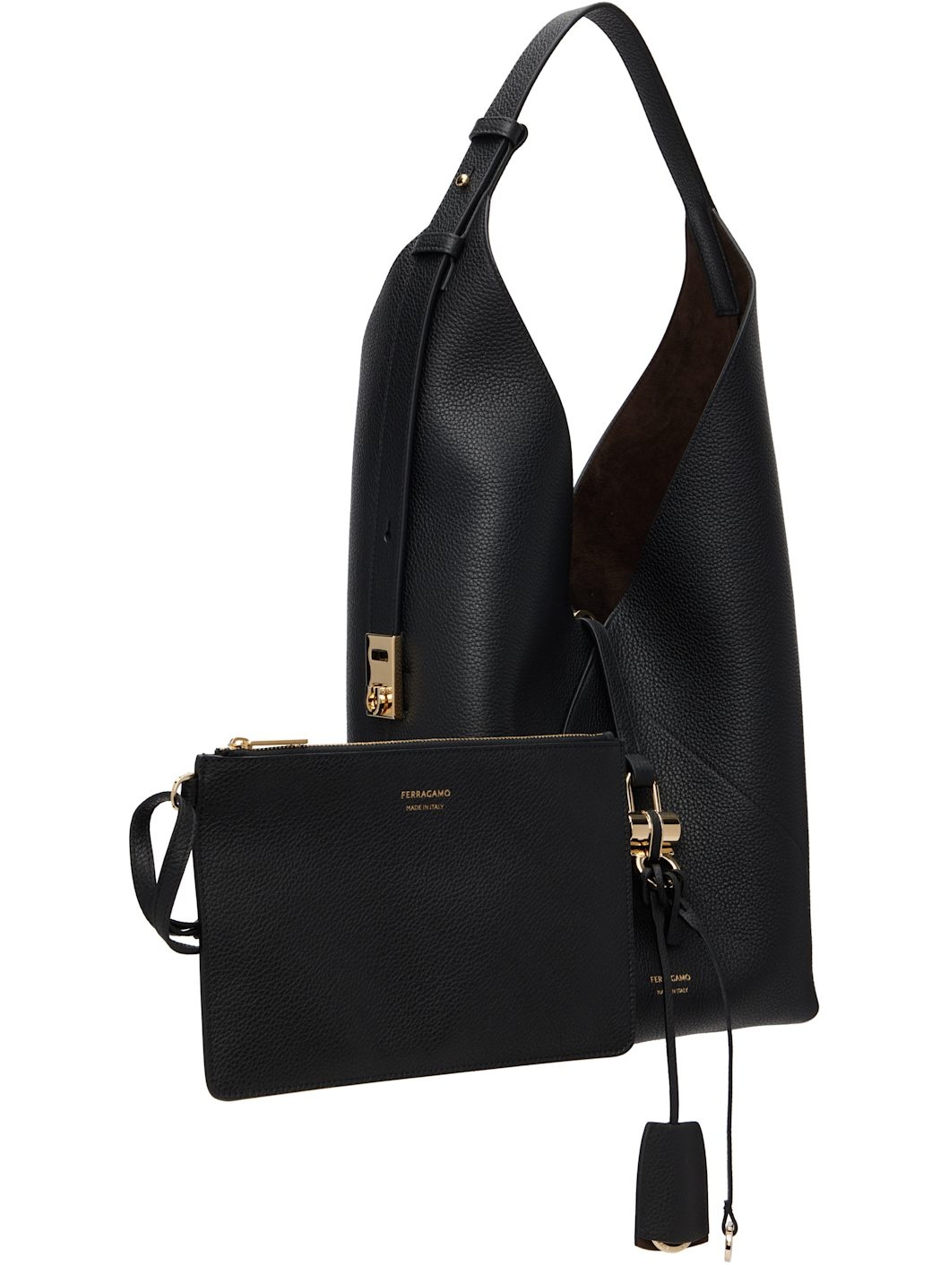 Black V-Shaped Tote - 2