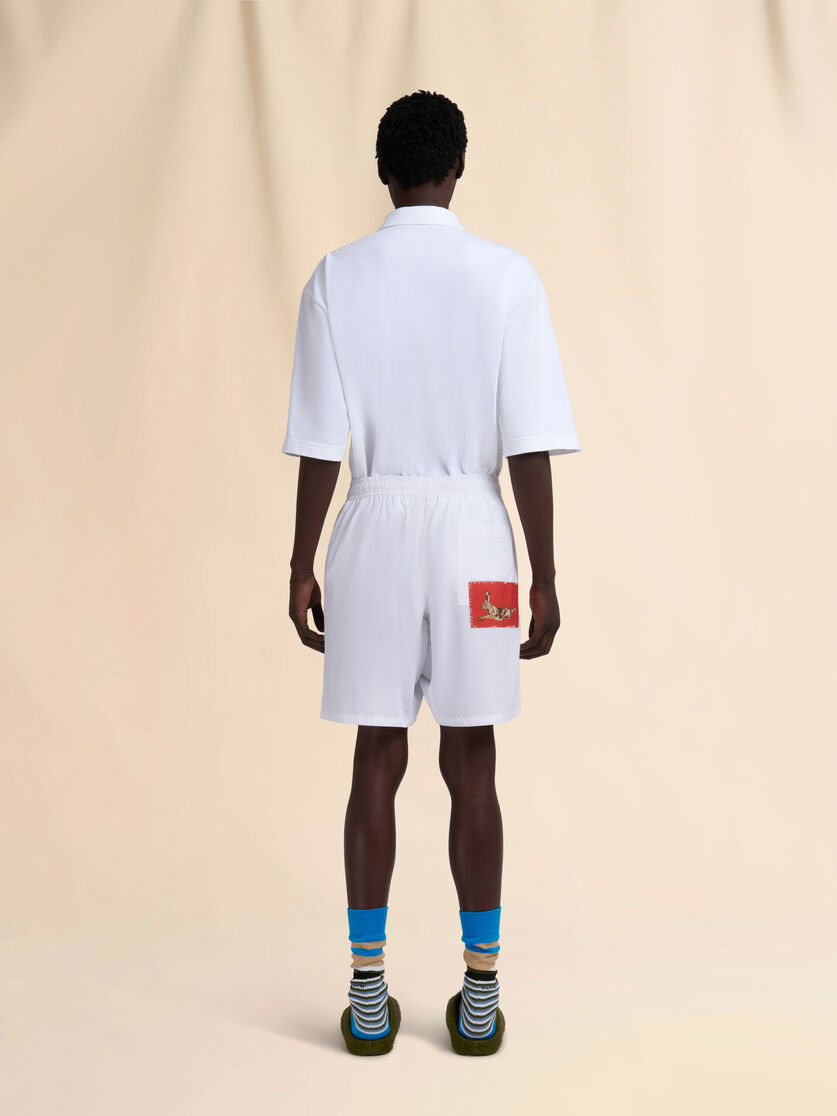 WHITE POPLIN BERMUDA SHORTS - 3