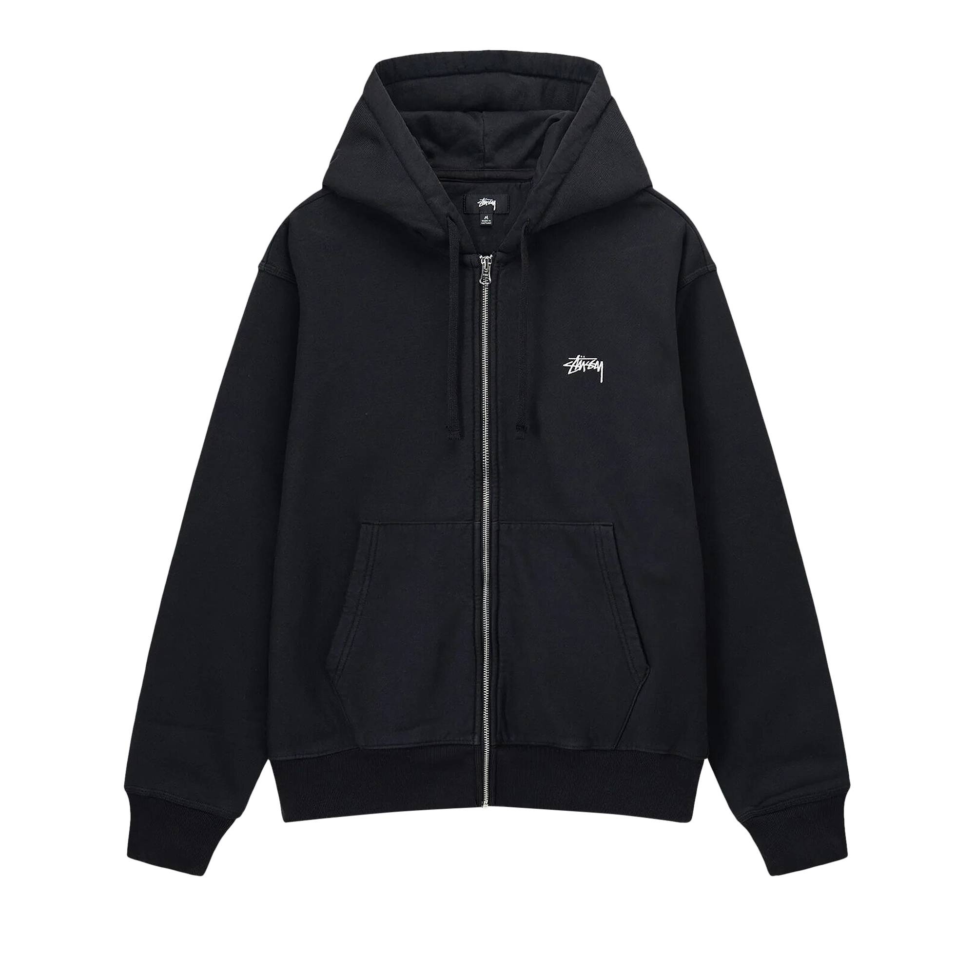 Stussy Stock Logo Zip Hoodie 'Washed Black' - 1