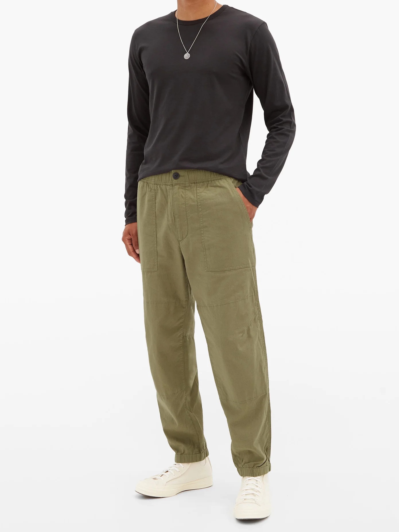 Zac elasticated-waist linen-blend trousers - 2