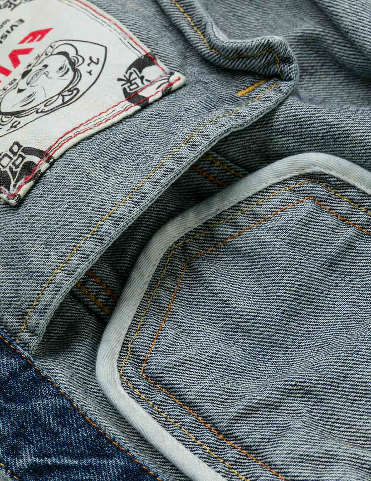 Brocade Inserted Daicock Regular Fit Denim Jacket - 14