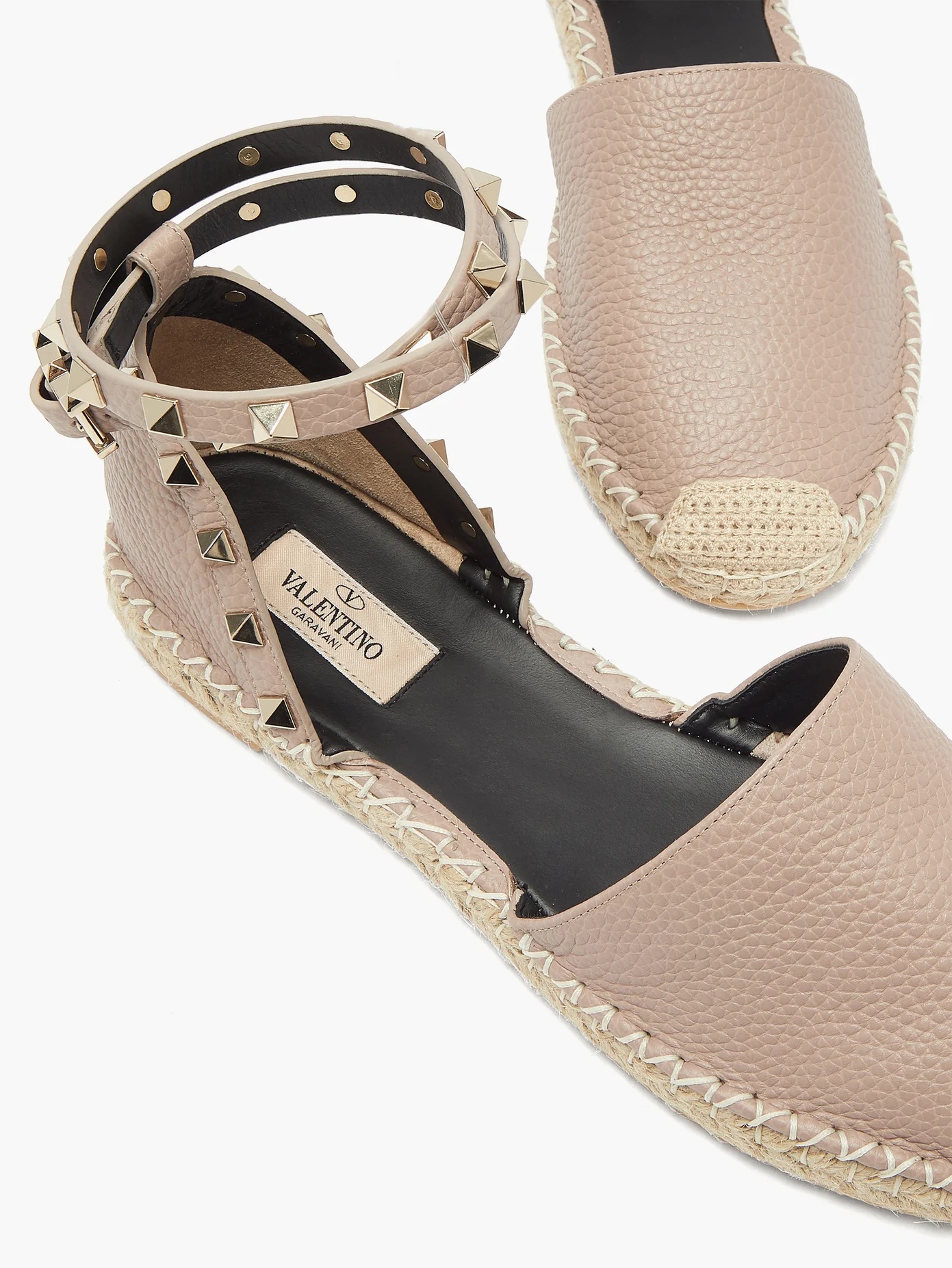 Rockstud wraparound leather espadrilles - 6