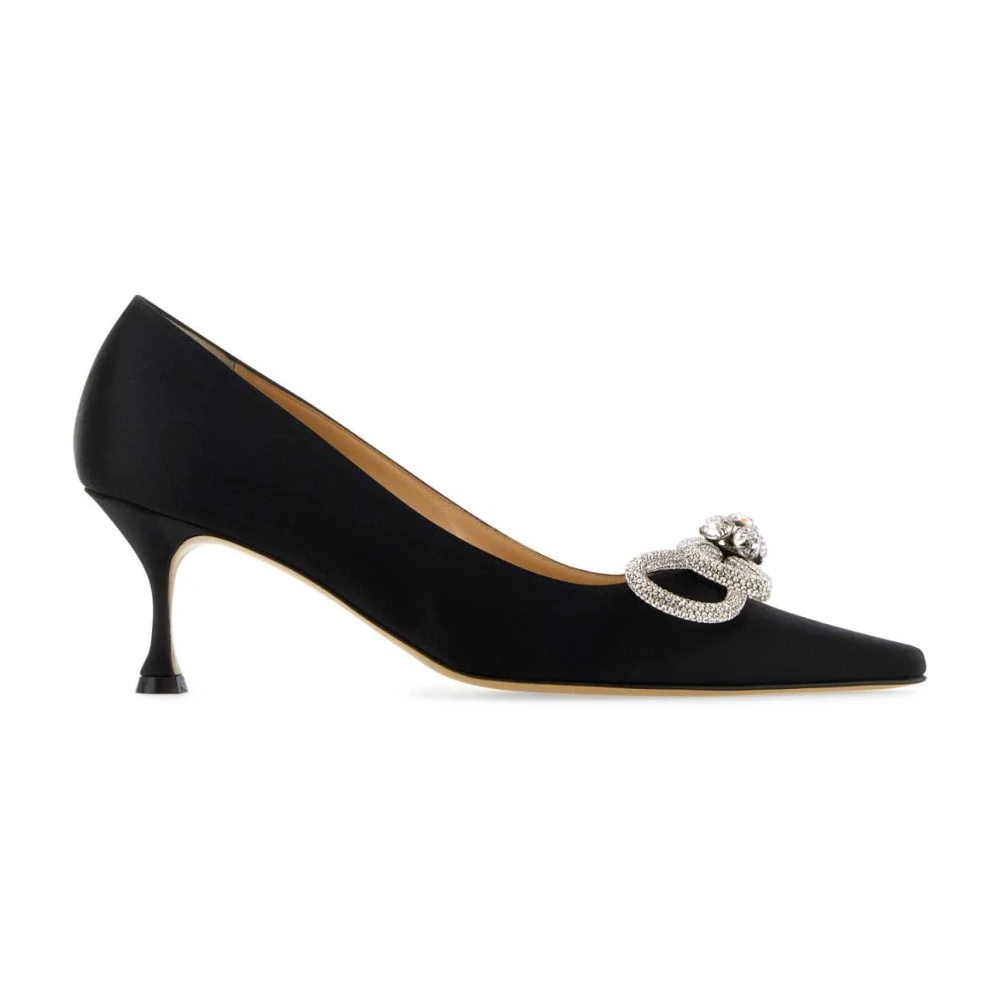 BLACK SATIN PUMPS WITH 6.5 CM HEEL - 1