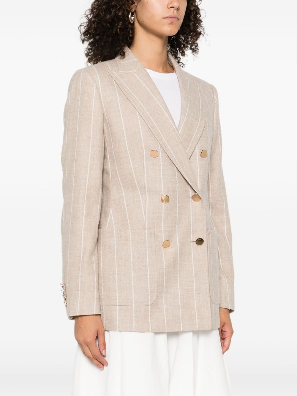 striped double-breasted blazer - 3