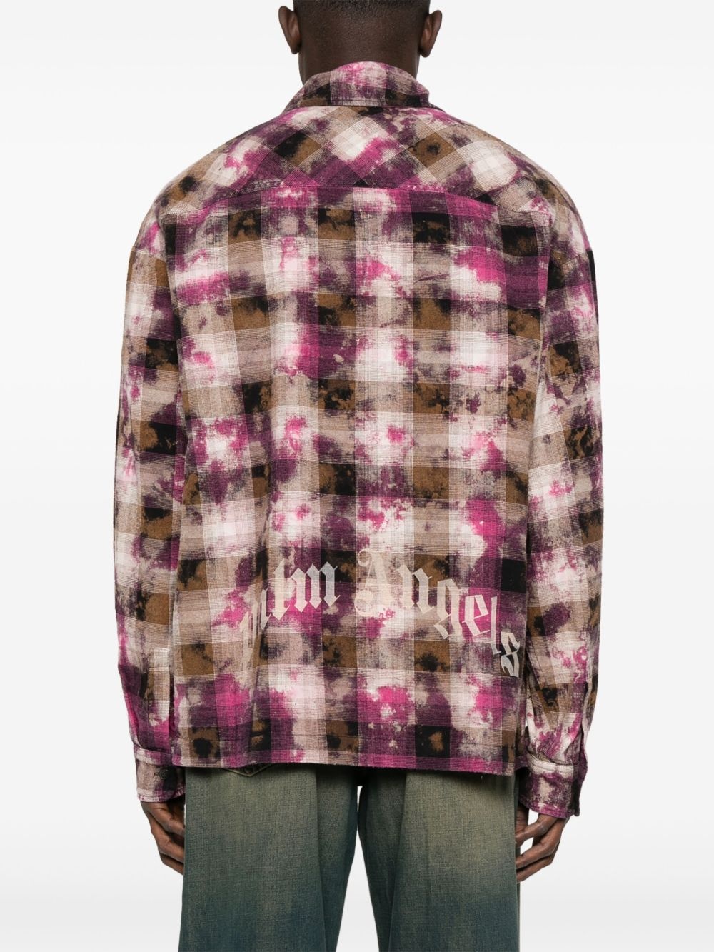 curved-logo check shirt - 3