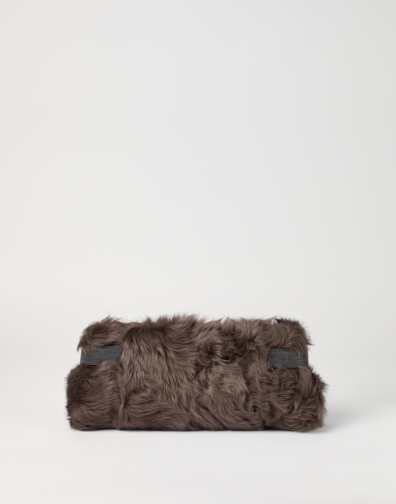 Essence pouch bag in wavy shearling with precious bands - 2