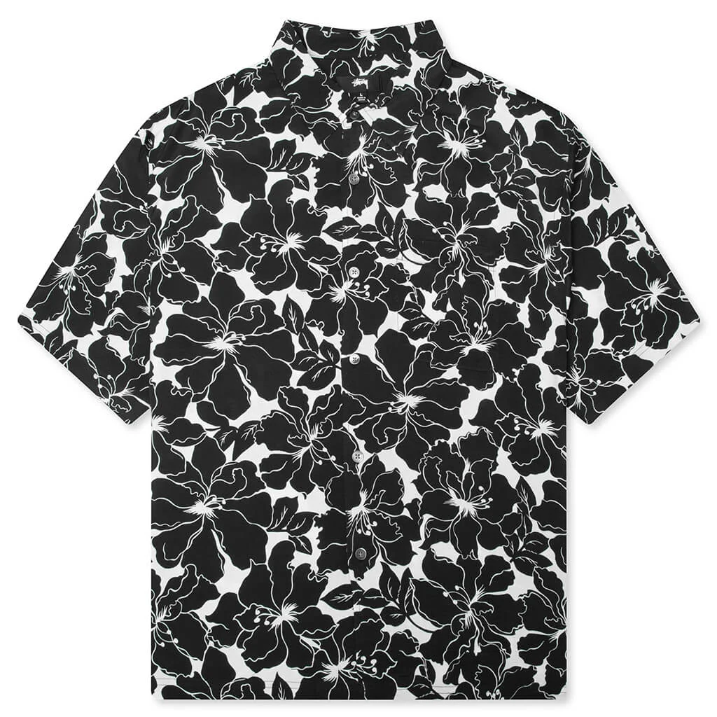 FLORAL HAWAIIAN SHIRT - BLACK - 1