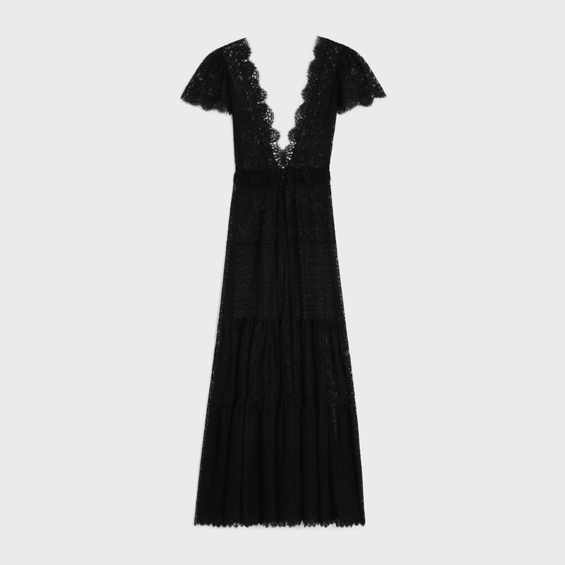 CELINE long triomphe dress in cotton lace outlook