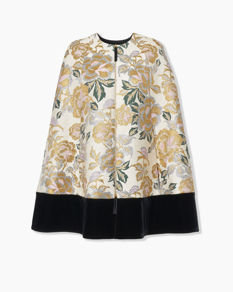 Floral Jacquard and Velvet Cape 1