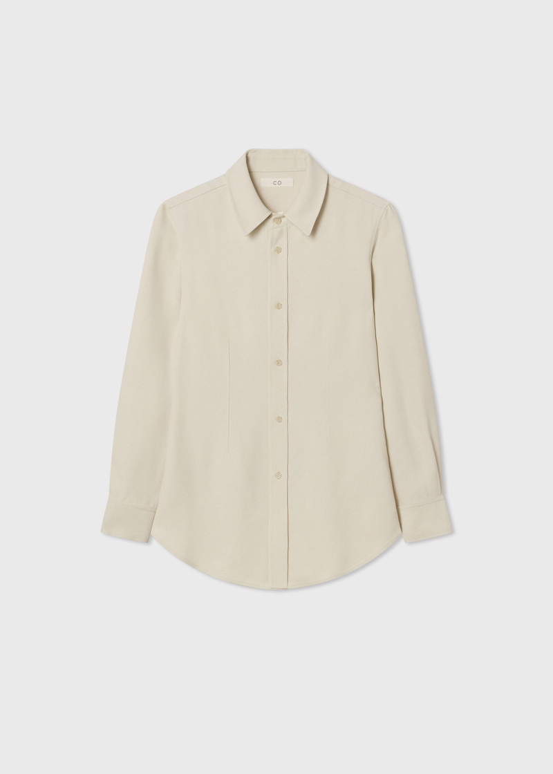 Fitted Collared Shirt in Viscose Twill 1