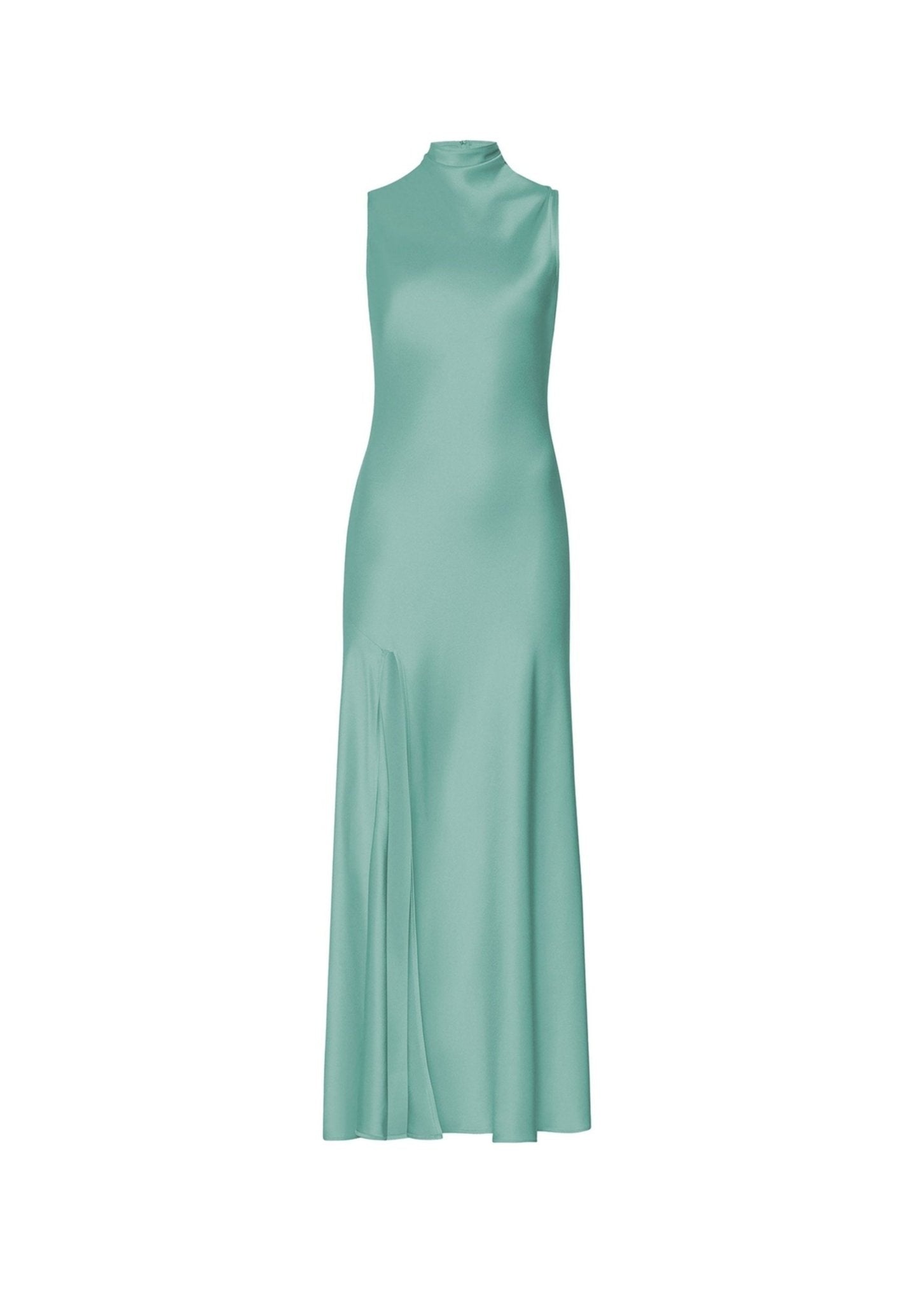 Satin Drape Neck Sleeveless Dress - 1