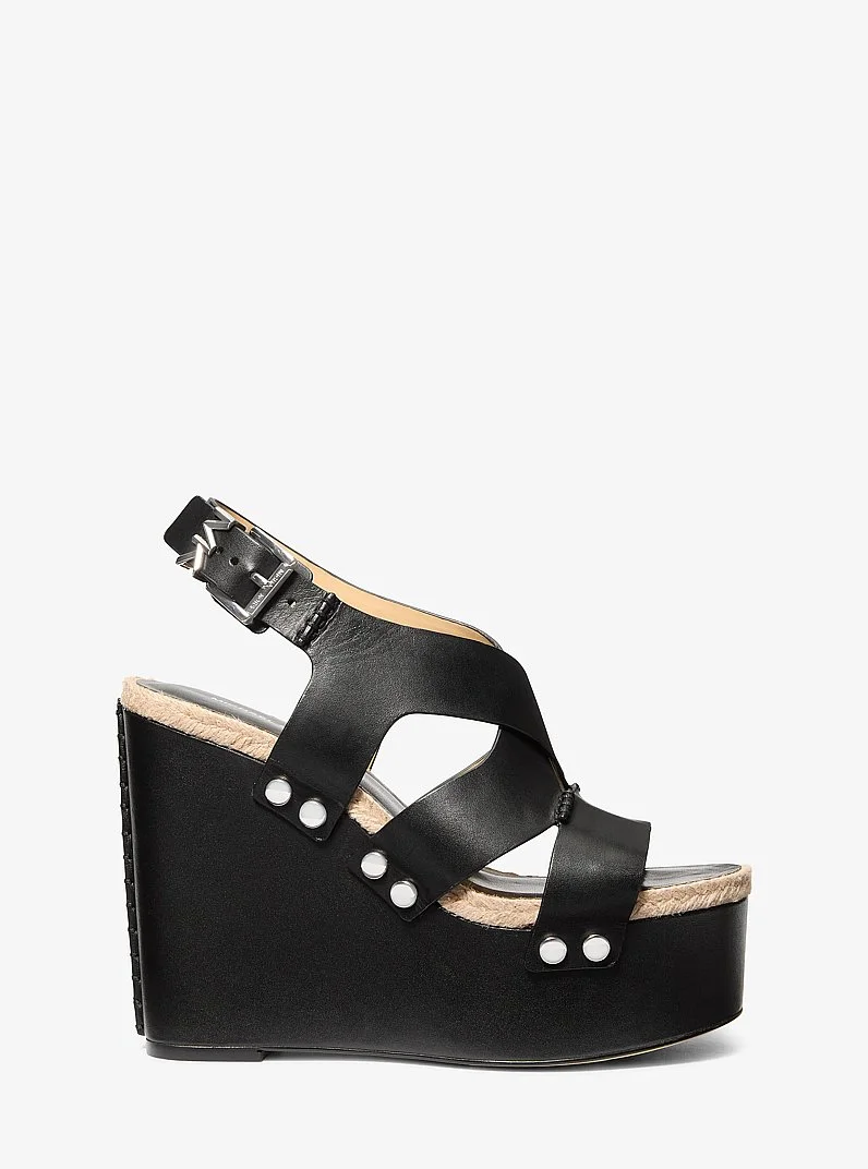 Raven Studded Leather Wedge Sandal - 1