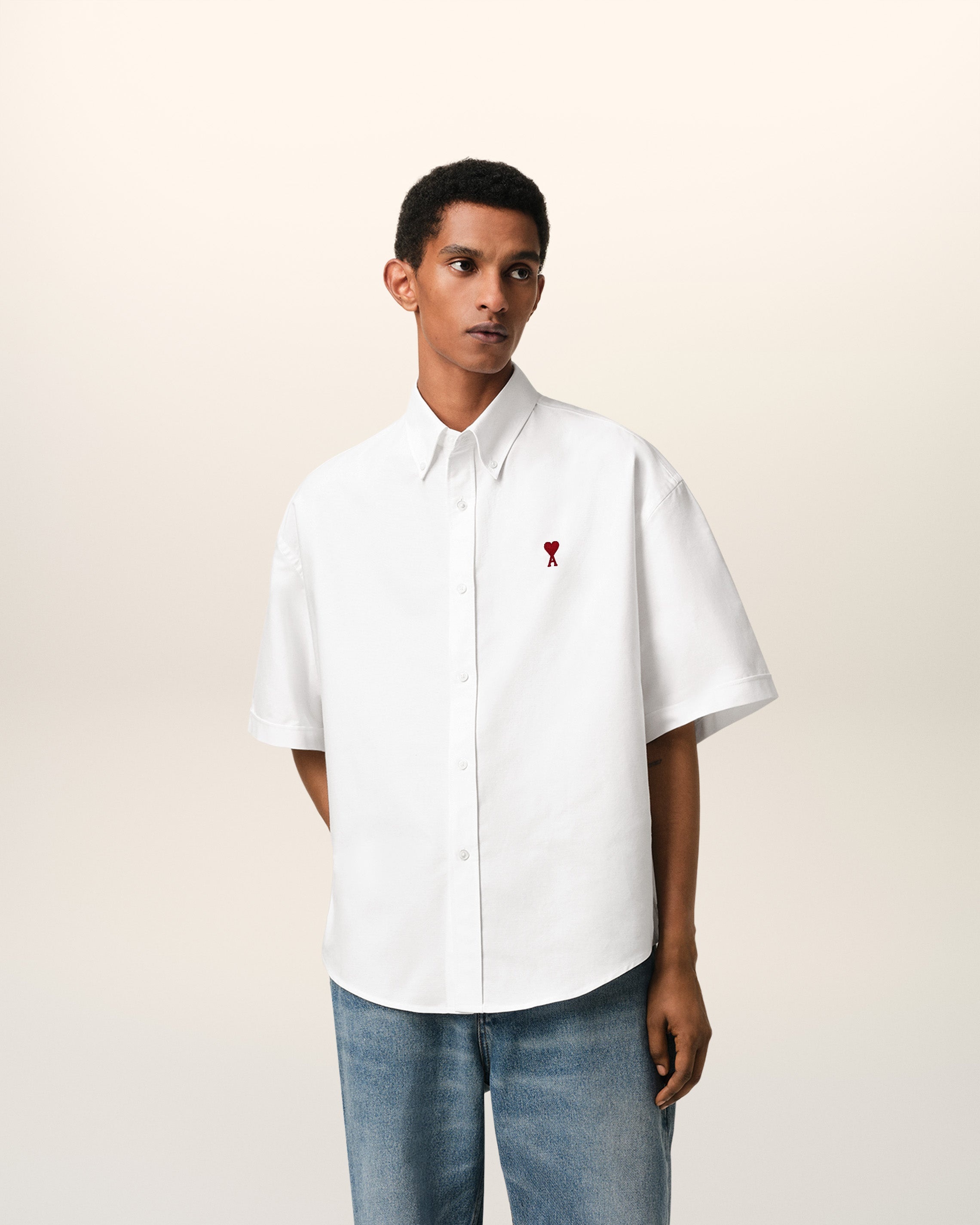 WHITE COTTON BOXY FIT SHORT SLEEVES SHIRT - 2