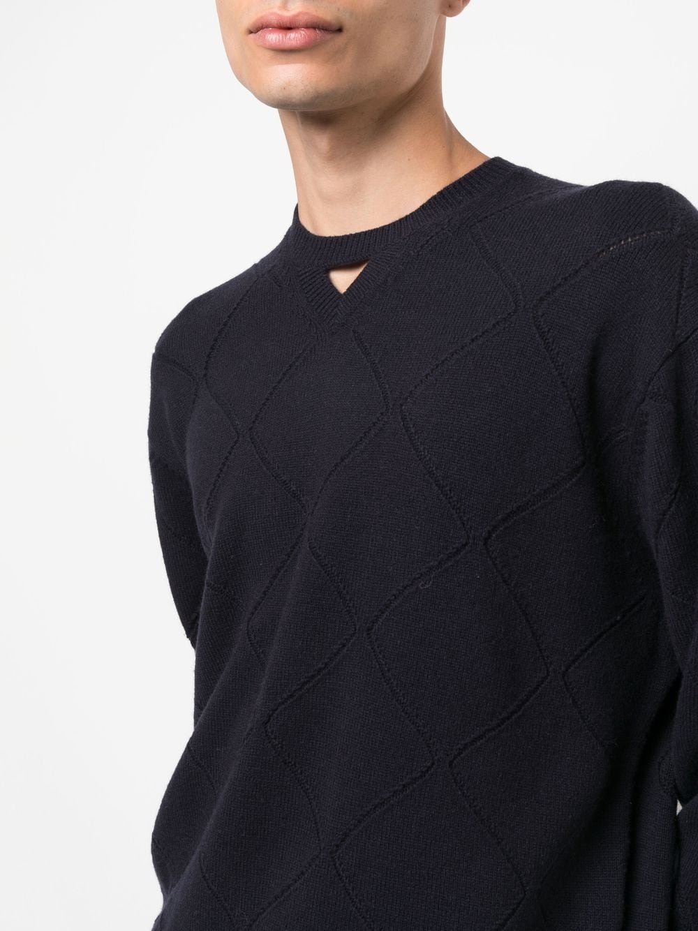 diamond-pattern V-neck jumper - 5