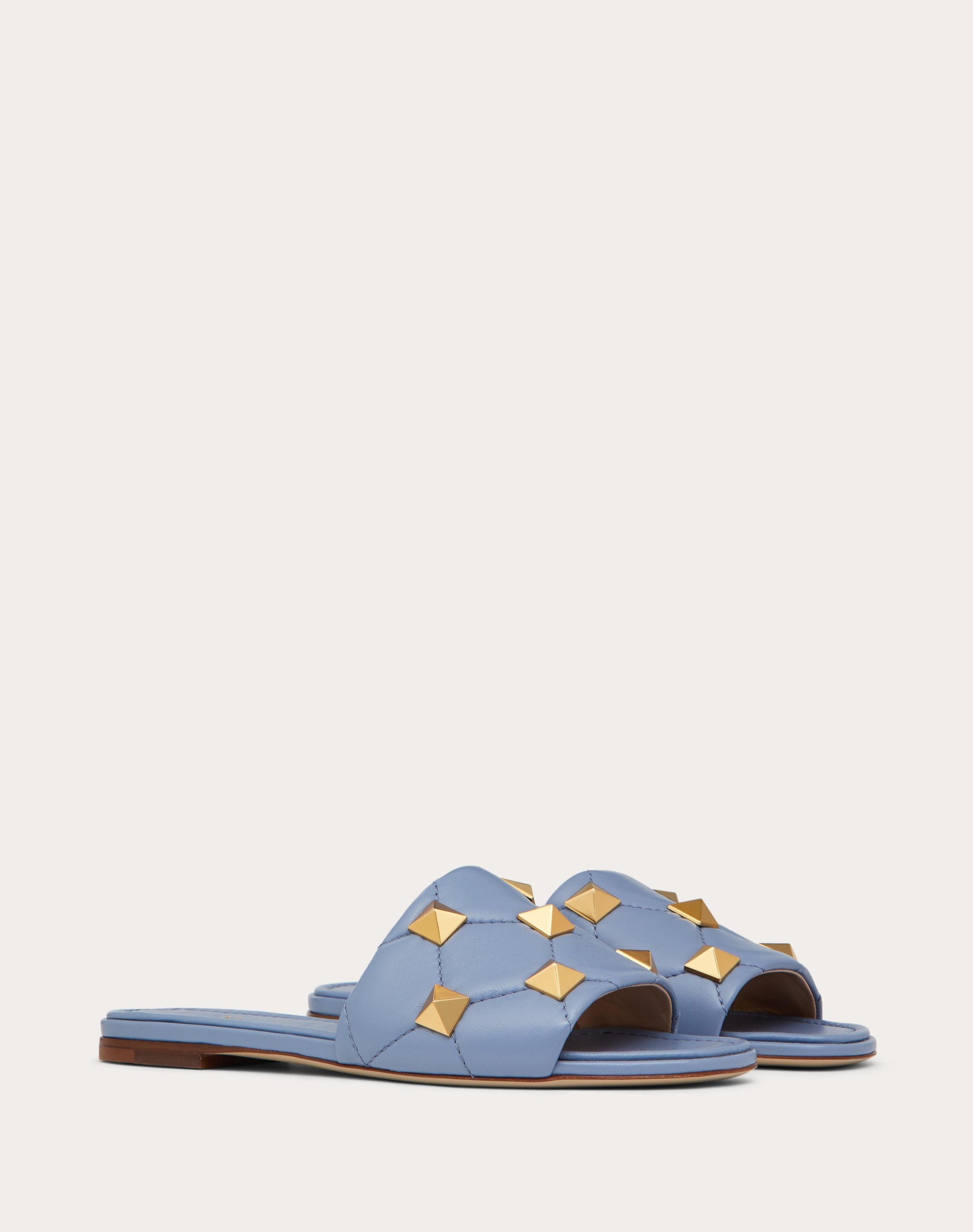 ROMAN STUD FLAT SLIDE SANDAL IN QUILTED NAPPA - 2