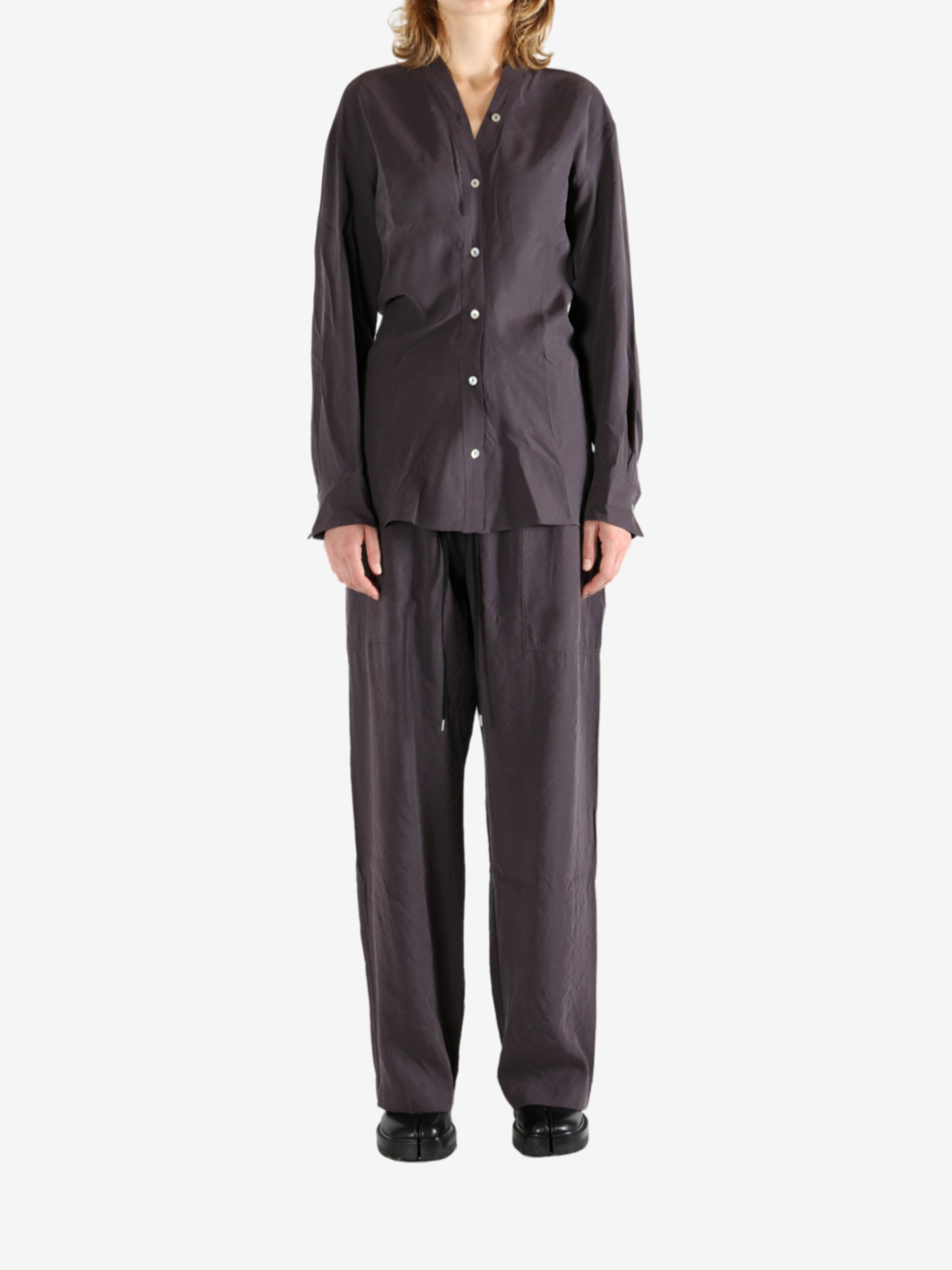 STUDIO NICHOLSON - Women V Neck Button Through Top - 4