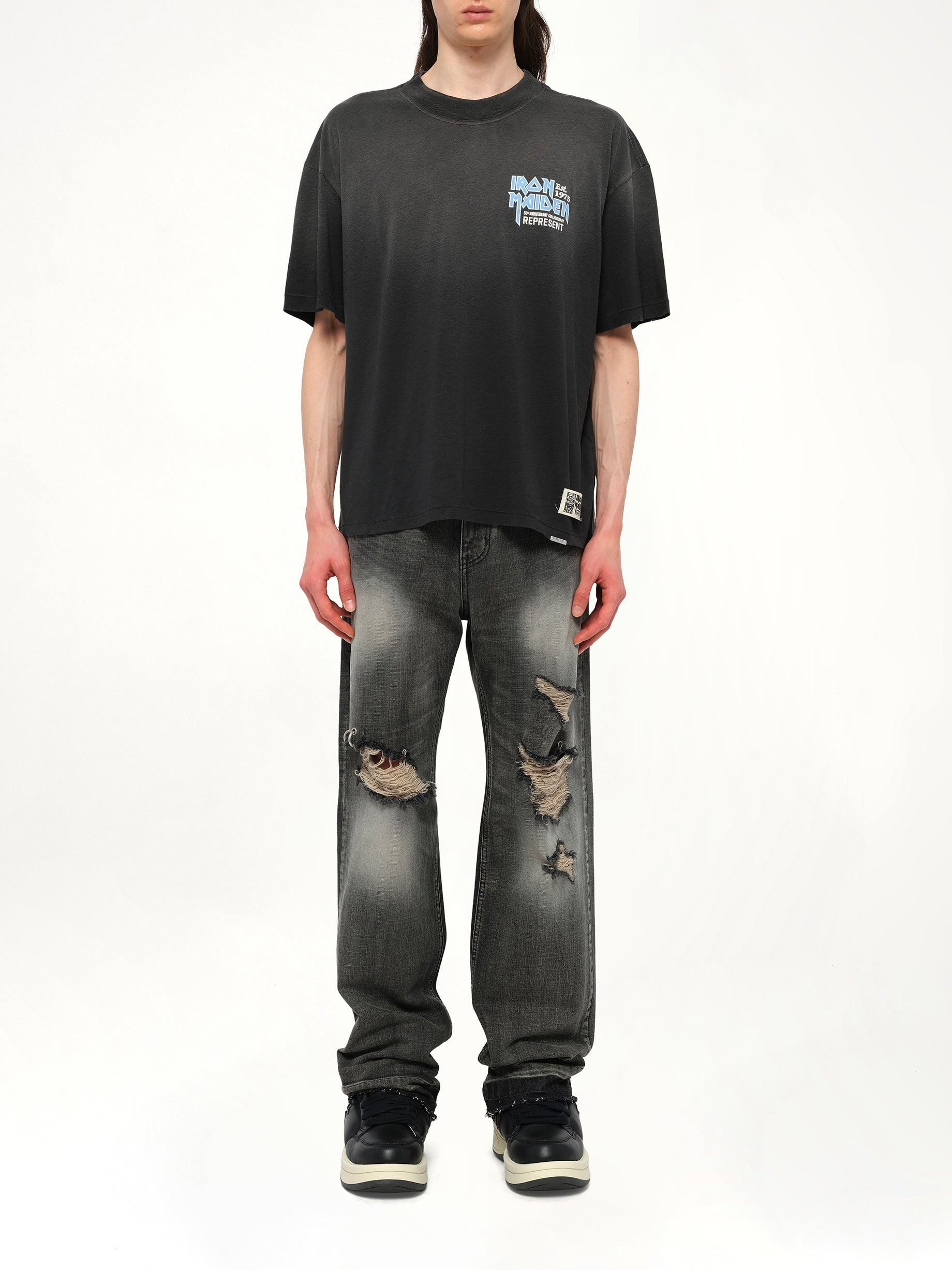Iron Maiden Anniversary T-Shirt in Stained Black - 7