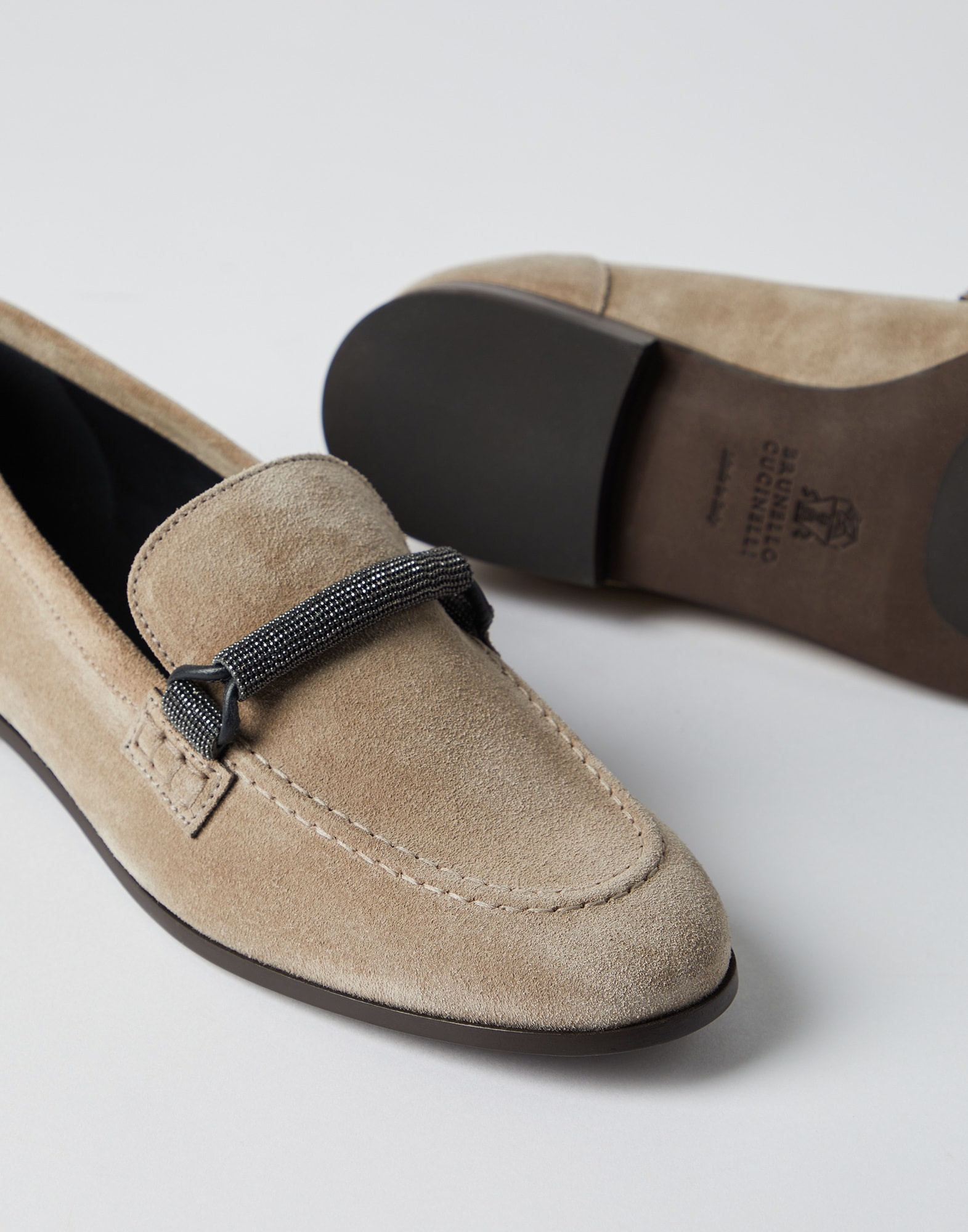 Suede loafers with precious bar detail - 4