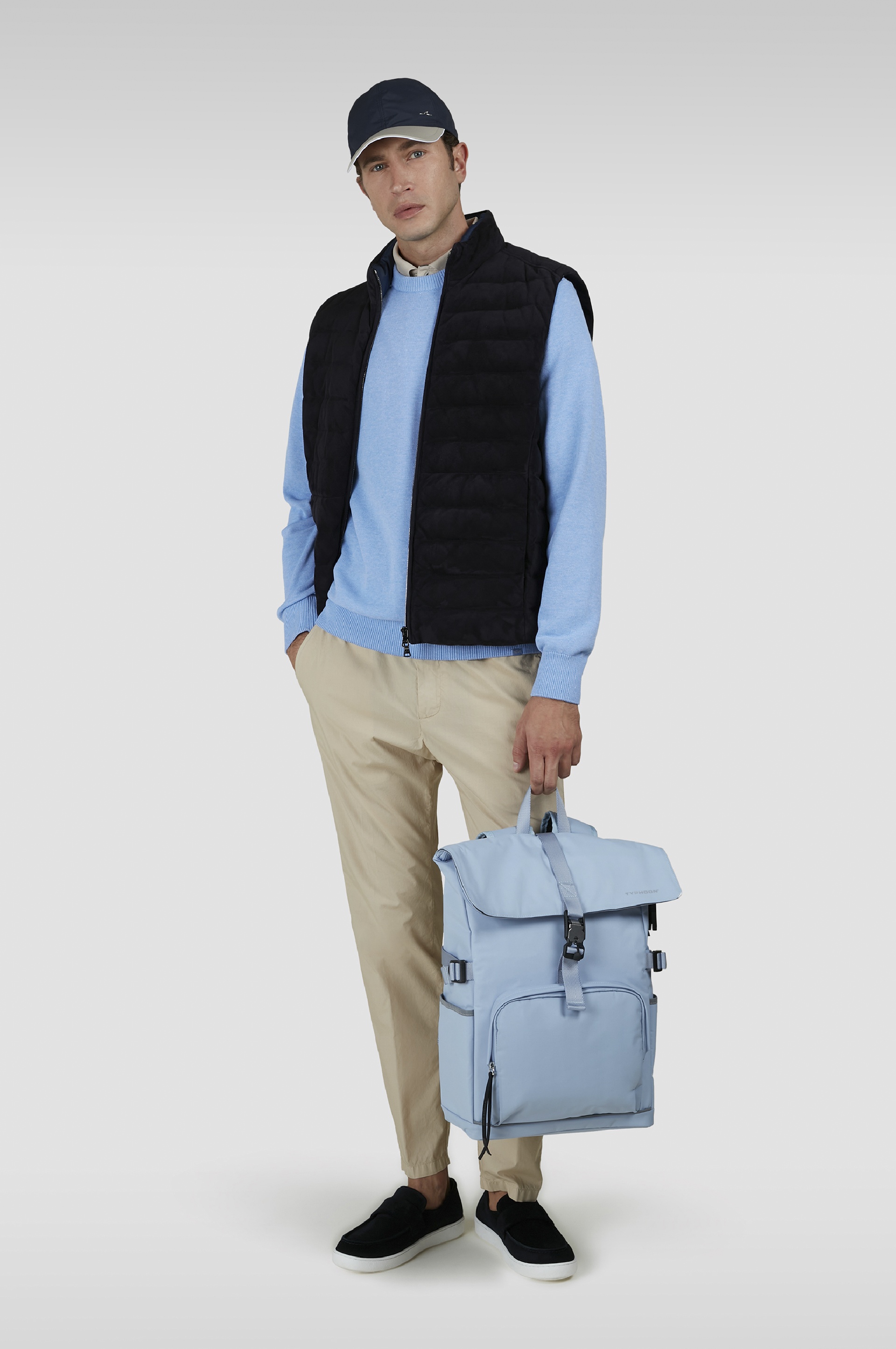 CREW NECK SWEATER IN FRESCO COTTON WITH LINEN DETAILS - 2