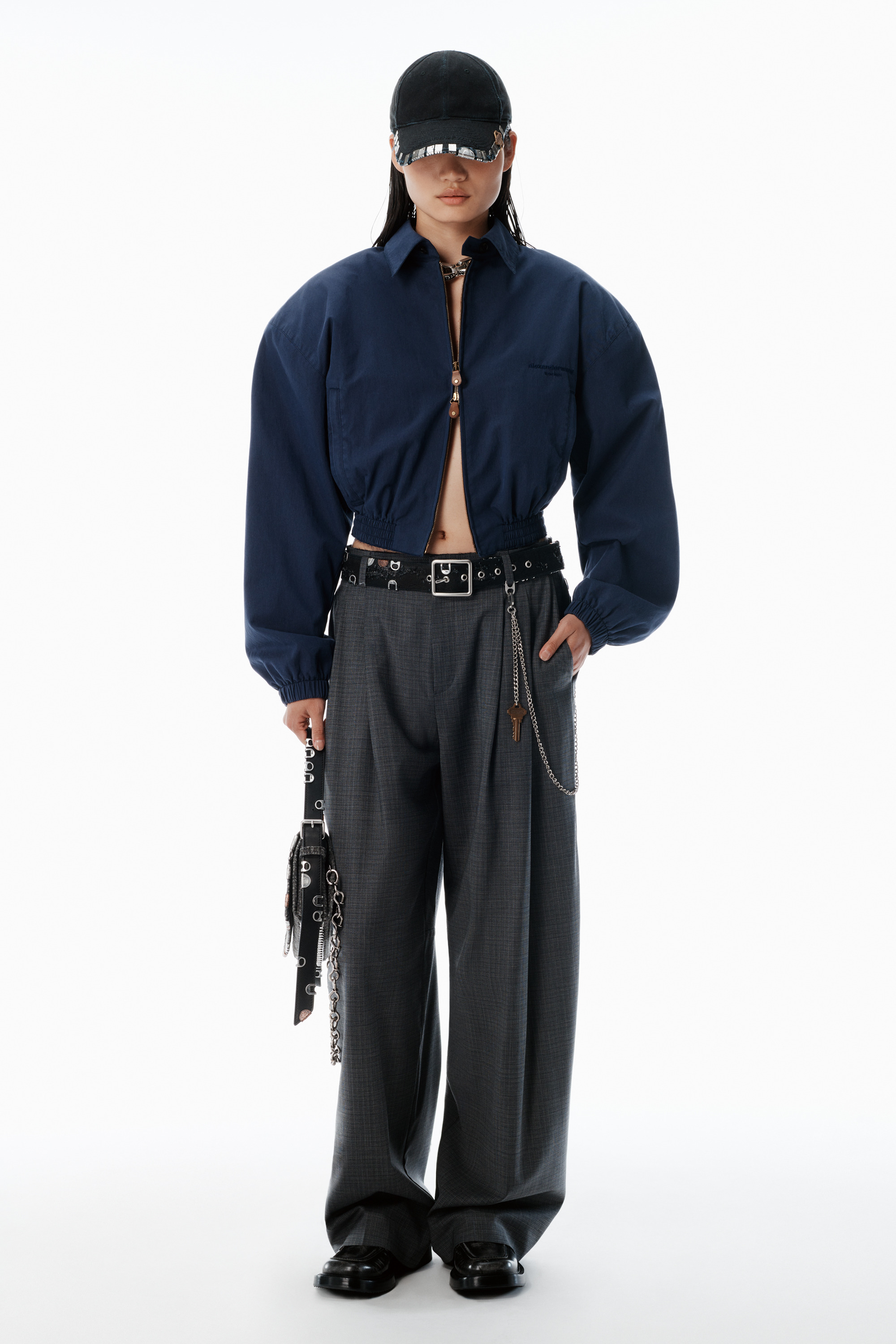 Grey Wool-Blend Mid-Rise Pants - 2