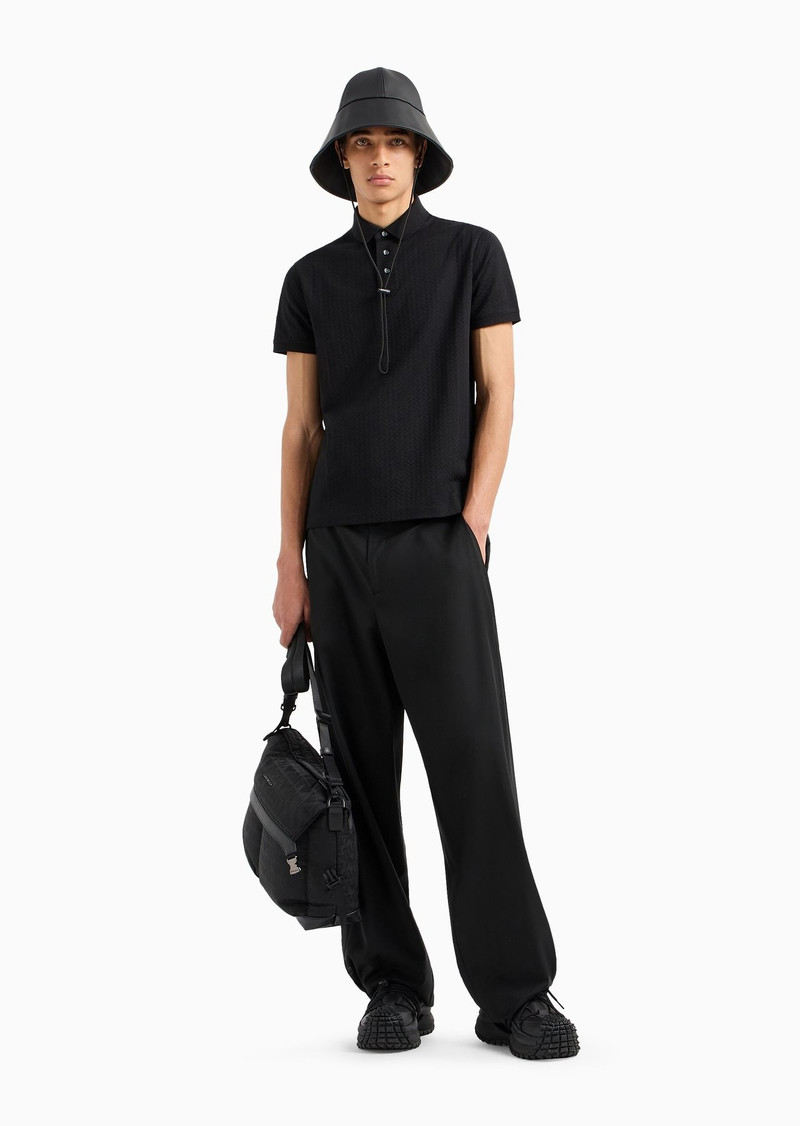 EMPORIO ARMANI Jacquard-jersey polo shirt with op-art motif outlook