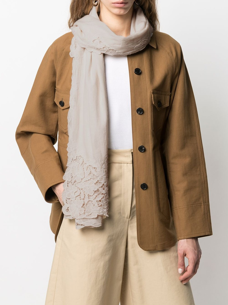 Faliero Sarti floral lace-trimmed scarf outlook