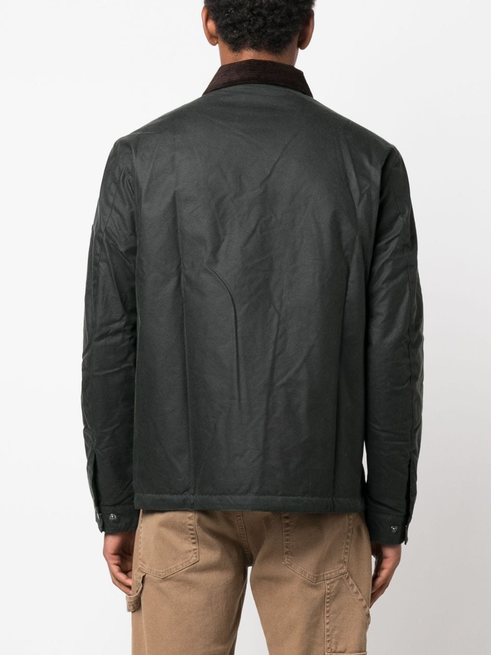 corduroy-collar wax jacket - 5