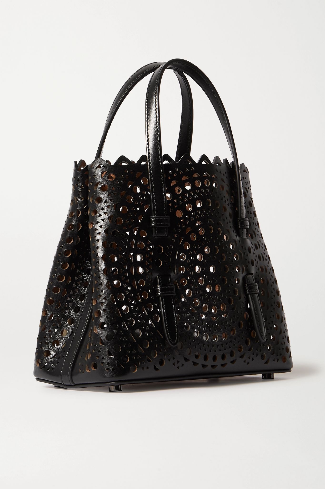 Mina mini laser-cut leather tote - 3