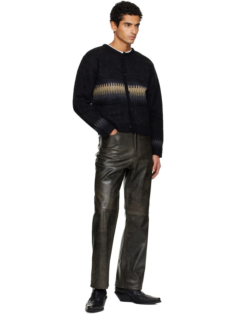 Tonywack Black Flared-Leg Leather Pants outlook