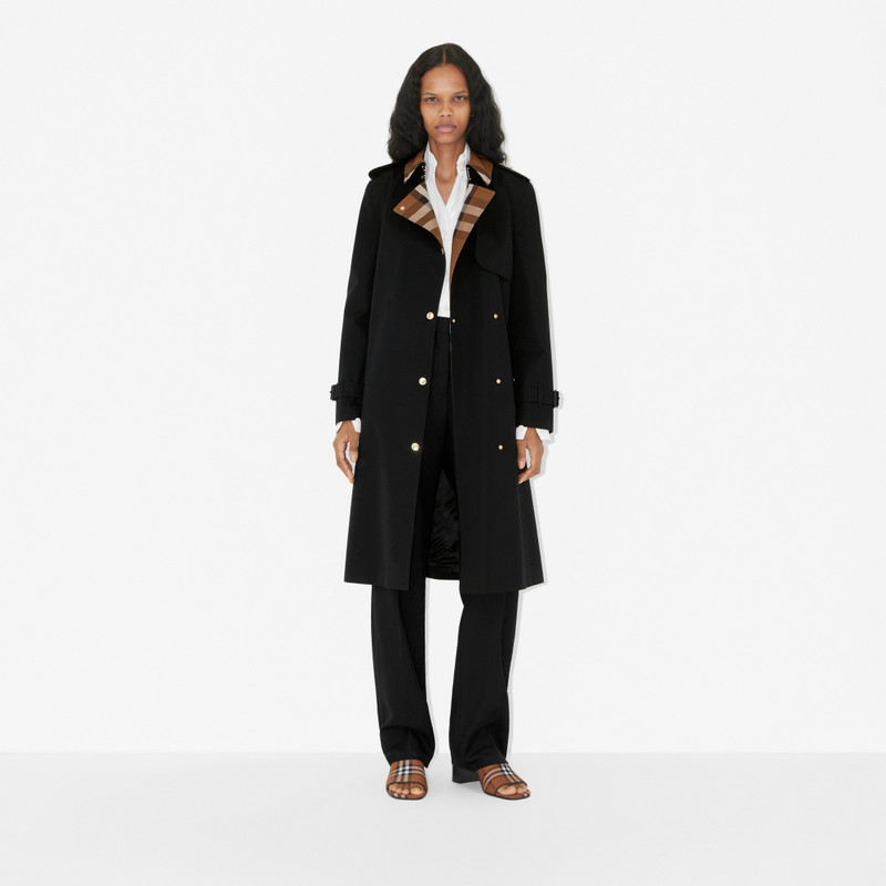 Burberry Check Panel Cotton Gabardine Trench Coat outlook