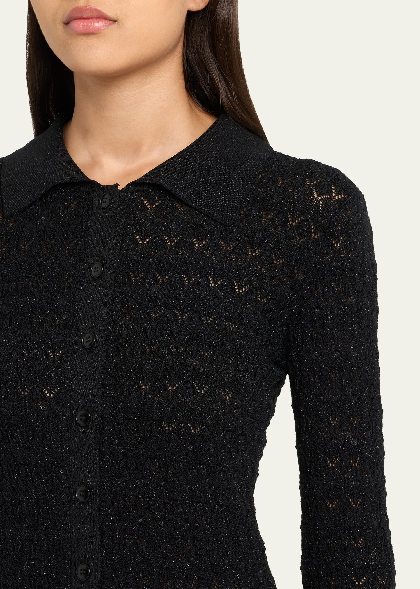 Ruby Long-Sleeve Pointelle Knit Cardigan - 5