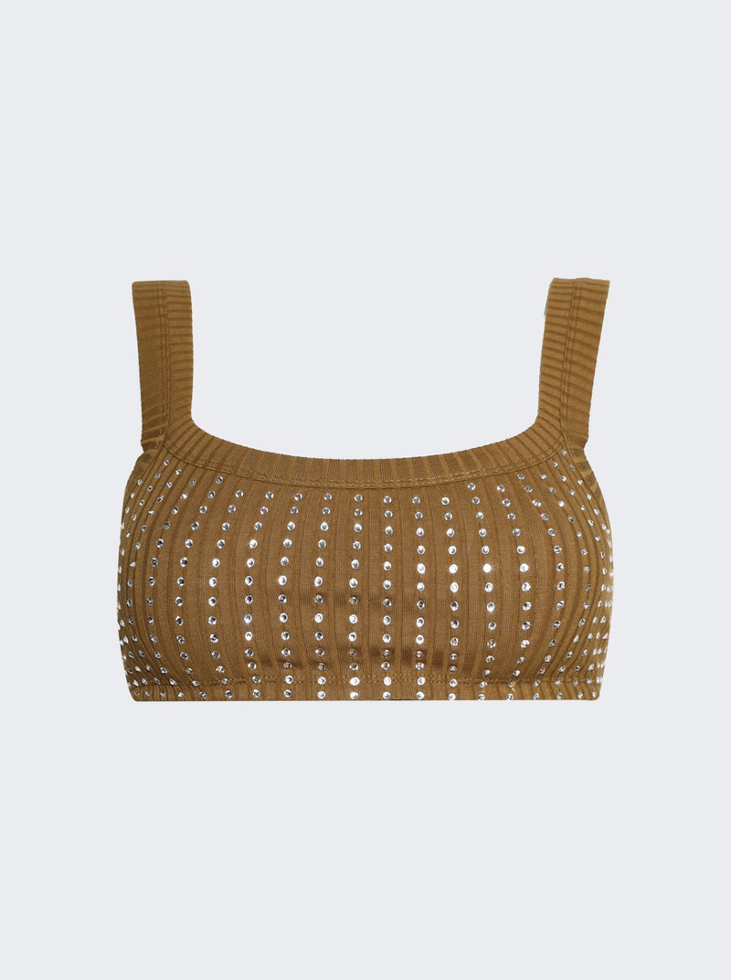 Crystal Embellished Bra Military Green 1