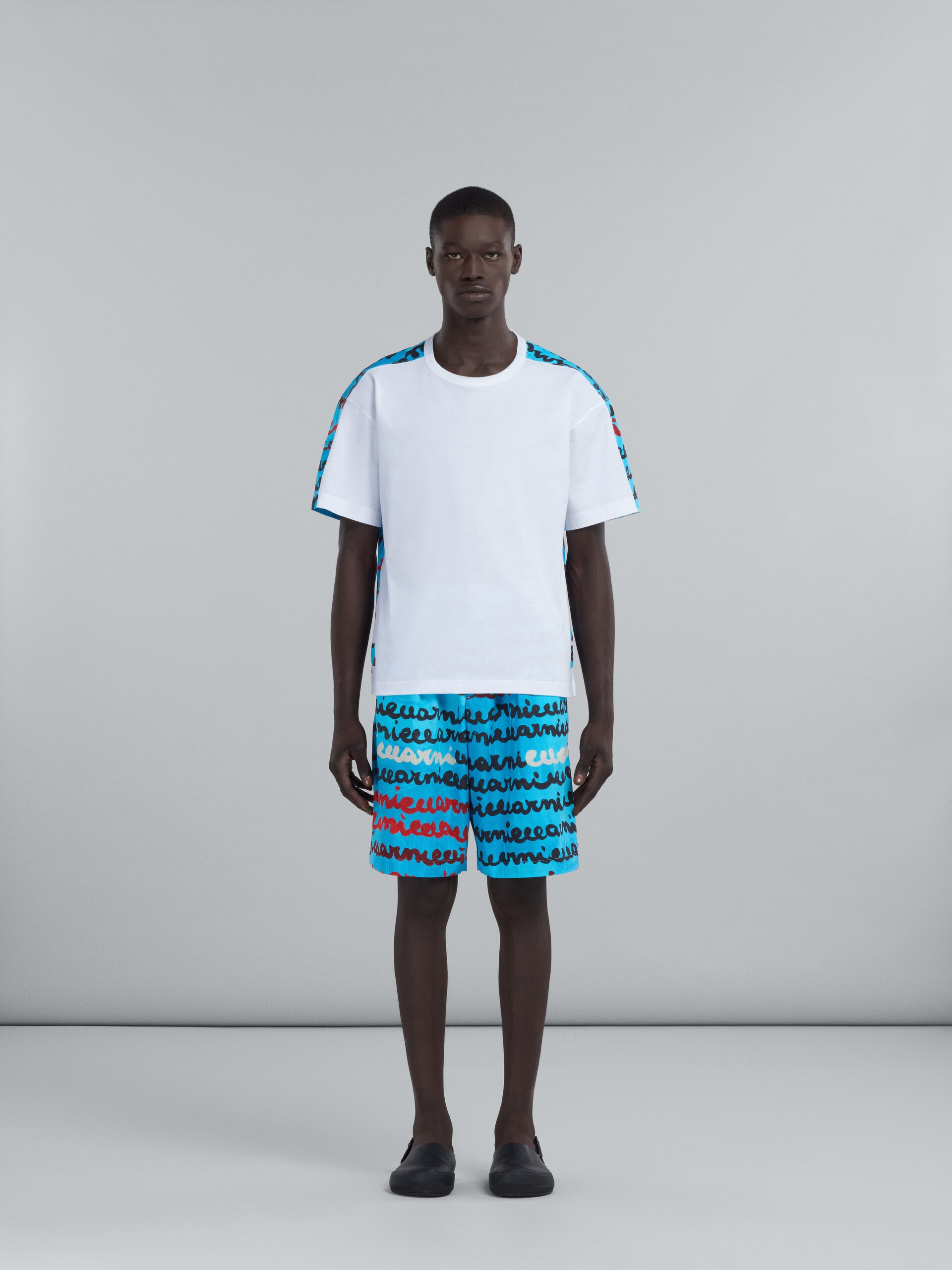 LIGHT BLUE POPLIN SHORTS WITH MAREMARNI PRINT - 2