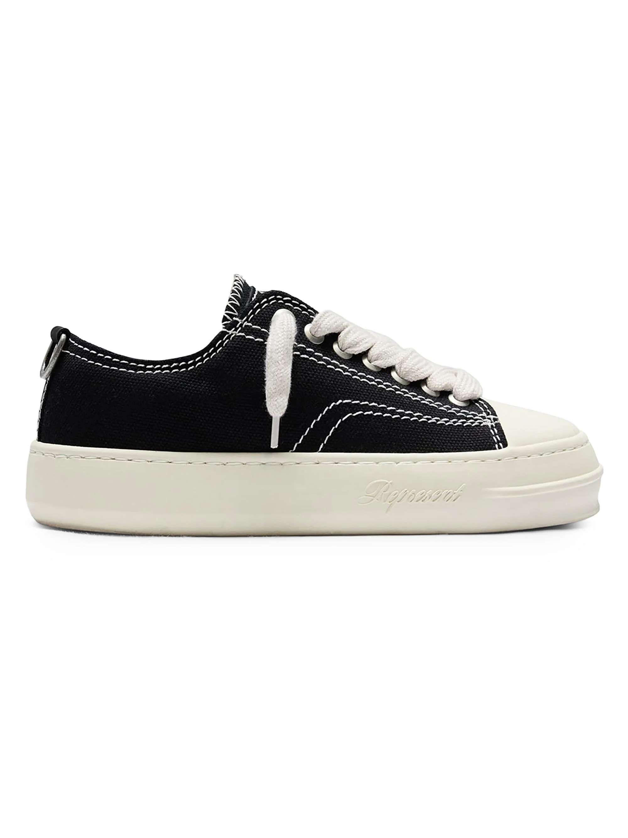 Men's Canvas Platform Low-Top Sneakers - Jet Black - 1